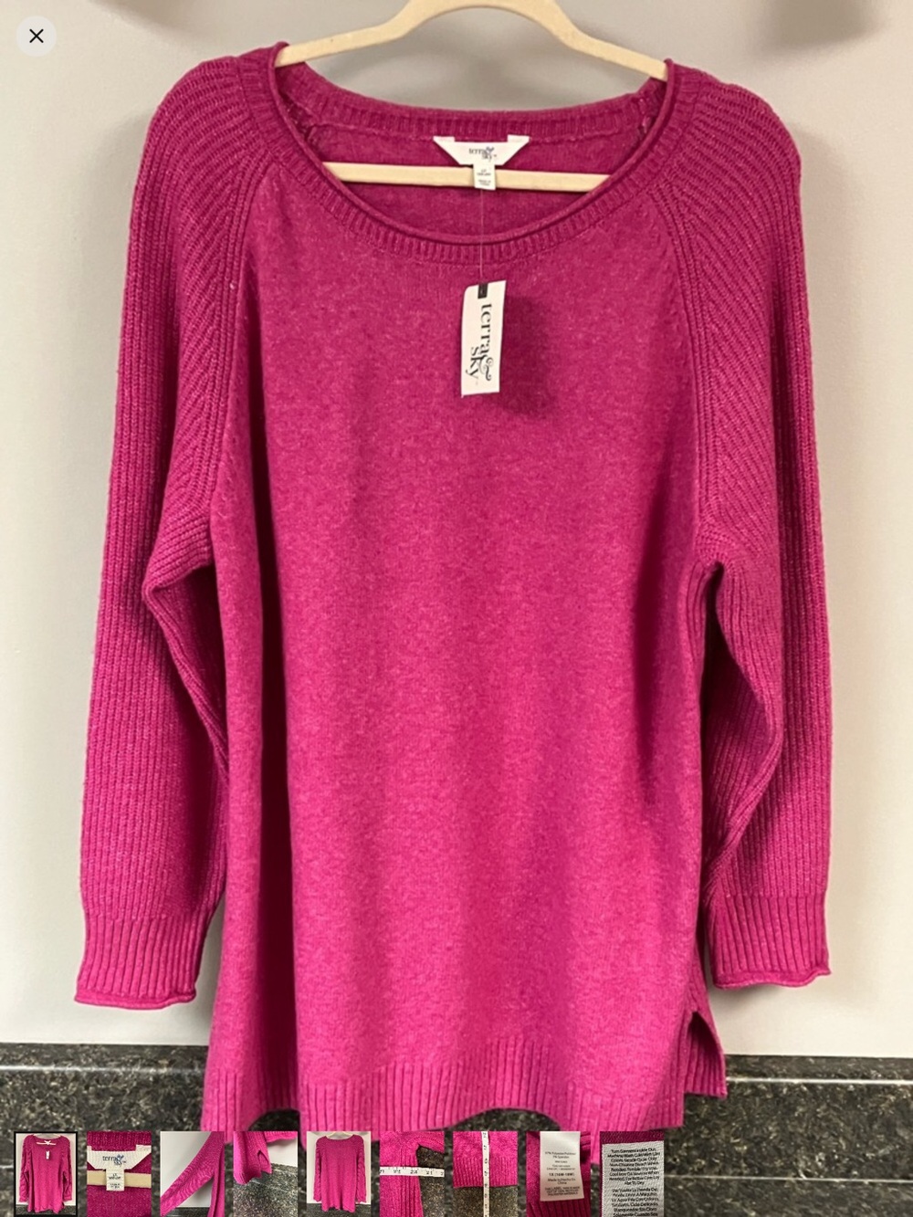 NWT terra & sky fuscia pink sweater 1x 16w 18w